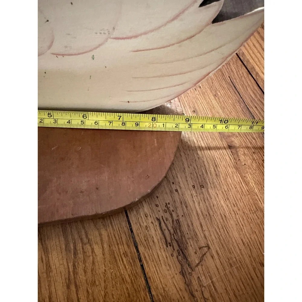 vtg handmade wooden‎ duck statue on stand
